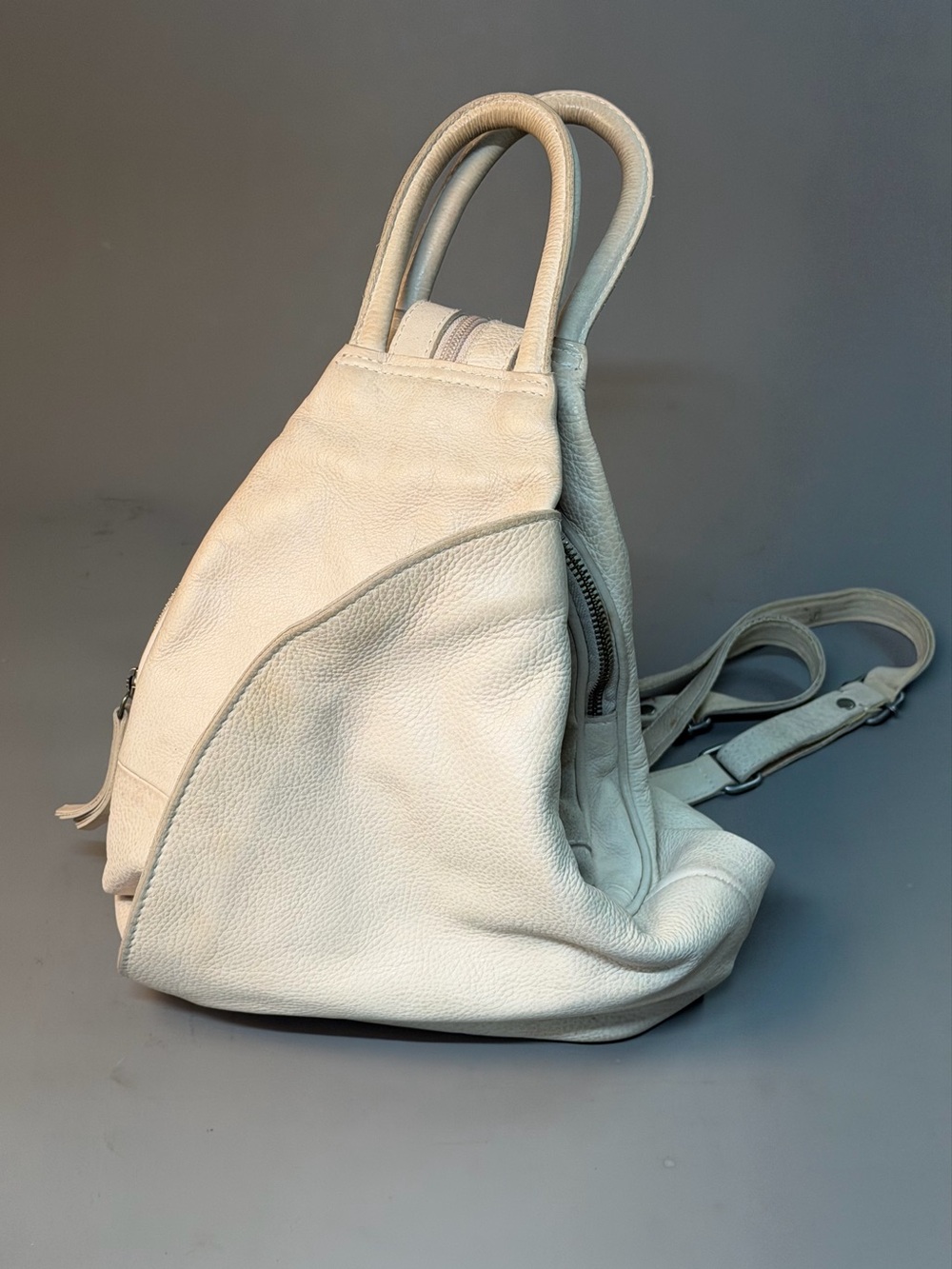 Free People Cream Pebble Leather Sling Backpack